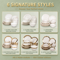 Vente en gros de 18 pièces de vaisselle en porcelaine fine blanche à bord doré, élégante et luxueuse, pour 6 personnes, avec boîte cadeau