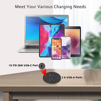 Module de prise de courant escamotable OEM 20W 80mm avec 2 prises CA pour mobilier de salle de conférence