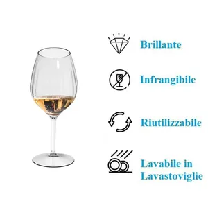 Set di bicchieri da vino in plastica 510cc, modello Venezia a righe, infrangibili, per vino rosso e bianco - Product Image 3