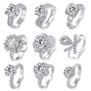 Moissanite cincin mewah halus disesuaikan 925 perak murni Moissanite cincin pernikahan kelas atas aksesoris janji Wanita - Product Image 5
