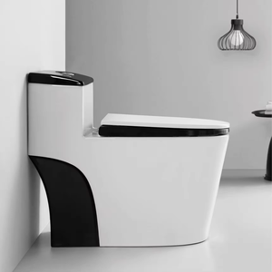 Phong cách hiện đại tầng gắn màu đen trắng dễ dàng làm sạch gốm một mảnh phòng tắm nhà vệ sinh commode nước Closet nhà vệ sinh - Product Image 2