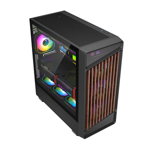 Nuevo estilo Panel lateral de vidrio templado Ventana Escritorio Torre media ATX Gaming Computer <span class=keywords><strong>PC</strong></span> Case <span class=keywords><strong>con</strong></span> base de madera - Product Image 2