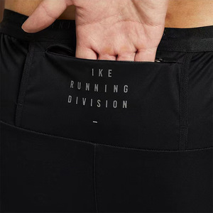 Quần thể thao nam màu đen thiết kế ghép nối mô hình hình học nhanh khô thoáng khí thể thao chạy bộ đào tạo eo đàn hồi bên hông - Product Image 4