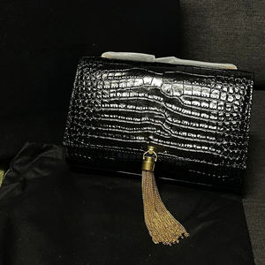 Sac à main pour femme en cuir de crocodile de luxe, cadeau de Noël, chaîne, pompon, mode, bandoulière - Product Image 3