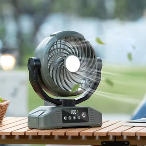 Ventilateur de table rechargeable pour le camping en plein air, avec batterie externe, éclairage LED, télécommande, 5 vitesses, ventilateur portable pour tente et bureau - Product Image 1