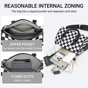 Borsa Hobo a Spalla a Quadretti Premium con Manico Superiore, Borsa a Tracolla da Donna, Borsa Boston a Cuscino con Tracolla Regolabile - Fornitura Diretta dalla Fabbrica - Product Image 3