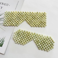 Masque oculaire en pierres de jade vert naturel polies à 100 %, pour massage des yeux et soins de santé, compresse froide