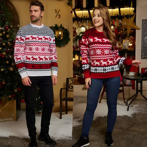 Santa Jacquard Elk Family Jersey Christmas Festival Style <strong>Jumpers</strong> Knit Sweater <strong>Xmas</strong> Snowflake Reindeer Couples Pullover Sweaters - Product Image 6