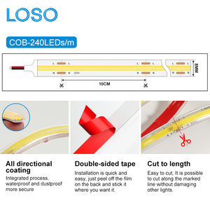 Gran oferta, diseño de ángulo de haz, iluminación interior y exterior, Flexible, regulable, blanco, RGB, 240LEDS/M, tira de luz LED COB de 220V - Product Image 3