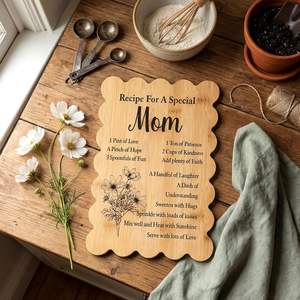 Planche à découper festonnée en bambou, planches à charcuterie décoratives avec recette imprimée, poème floral pour femmes, présentoir de cuisine - Product Image 3