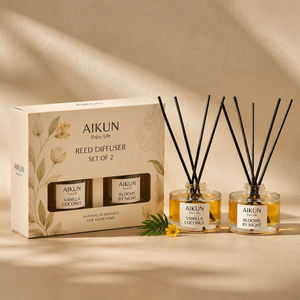 Aikun Window 100ML 2 Pack Clear Round Glass Sticker Label Custom Scent Long Lasting <b>Reed</b> <b>Diffuser</b> Gift Set <b>For</b> Home Decor Stores - Product Image 1