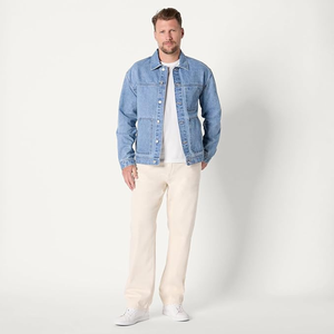 แจ็กเก็ตยีนส์สีขาวสำหรับผู้ชาย, แจ็กเก็ตยีนส์สวมใส่สบายน้ำหนักเบาสำหรับเสื้อผ้าที่มีการเดินทางเป็นชั้นๆและใส่ได้ทุกวัน - Product Image 4