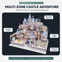 Équipement de terrain de jeu intérieur en plastique sur le thème du château de conte de fées personnalisé, piscine à balles, structure d'escalade, centres de jeux pour centres commerciaux