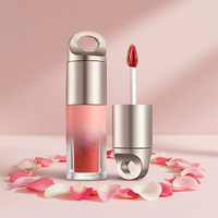 Vente en gros de tubes vides pour gloss à lèvres de 5 ml, emballage de rouge à lèvres liquide ovale rose dégradé, conteneur d'huile à lèvres avec porte-clés et bouchon doré