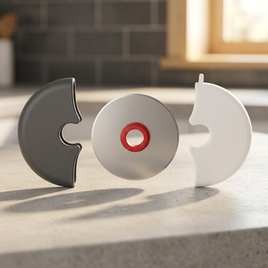 NOVISON Couteau à pizza manuel personnalisé en acier inoxydable avec lame en plastique, écologique, compatible lave-vaisselle, certifié CE - Product Image 3