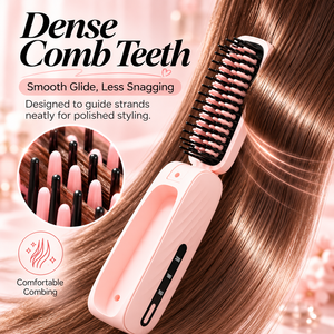 <b>Cordless</b> Mini Styling Comb Foldable <b>Hair</b> Straightener and <b>Curler</b> USB Rechargeable Portable Heated Brush for Travel - Product Image 2