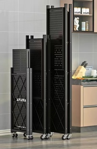 Estante de libros personalizado, estante de almacenamiento plegable de 5 niveles con recubrimiento de polvo negro, metal, <span class=keywords><strong>hierro</strong></span>, hogar, cocina - Product Image 4