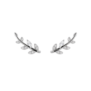 Eleganti Orecchini a Perno in Argento 925 con Diamanti Taglio Marquise, Design Minimalista a Foglie per Uso Quotidiano Femminile - Product Image 1