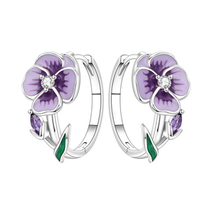 <span class=keywords><strong>Orecchini</strong></span> Pendenti in Lega Autentica con Fiore di Pansé <span class=keywords><strong>Viola</strong></span>, Gioielli Raffinati con Zirconia Cubica e Smalto, per Uso Quotidiano e Regali di Compleanno - Product Image 1