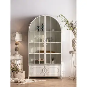 Vitrine en verre trempé de Style nordique, armoire de rangement moderne avec 2 portes en verre