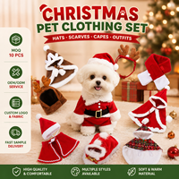 Ensemble de costumes de Noël en polaire pour chien et chat, chapeau, écharpe, cape, vêtements chauds en polyester pour animaux de compagnie, accessoires de fête, style Europe et Amérique