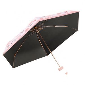 Factory Custom Mini Ultra-light Manual 5-Fold Iron Tube UV Flower Handle Pocket Umbrella Women Sun Rain Portable Travel Gift - Product Image 2