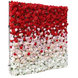 Wholesale <b>artificial</b> <b>flower</b> <b>wall</b> mixed style of red pink and white rose dake <b>flowers</b> for wedding and birthday background <b>wall</b> - Product Image 4