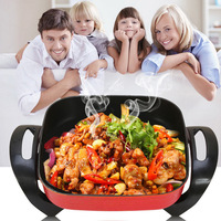 Poêle électrique carrée de 30 cm, 1500 W, avec revêtement antiadhésif, commande mécanique, économie d'énergie, en aluminium moulé sous pression