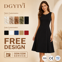 Robe Midi en Coton Doux à Col Rond et Sans Manches pour Femme, Style Urbain Décontracté, Coupe Évasée Fluide, Idéale pour l'Été, Personnalisable avec Logo OEM