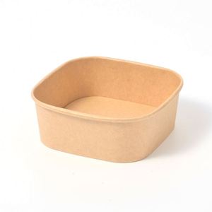 Bol alimentaire carré jetable en kraft avec couvercle transparent, écologique, pour fruits, baies, salades, à emporter, pour restaurants - Product Image 3