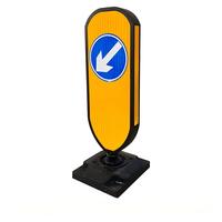 Panneau de signalisation routière flexible et rebondissant avec base en caoutchouc, marqueur directionnel flèche jaune-bleue pour la séparation des voies de circulation