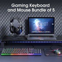 Onikuma Tz5005 5 N 1 Set Gaming Hitam Keyboard Gaming Mouse dan Headset Combo Set Keyboard PC dan Mouse Mat