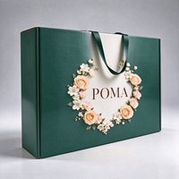 Boîte d'expédition en carton ondulé verte en gros, personnalisable avec poignée en ruban pour commandes en gros de marques