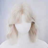 Perruque synthétique courte bouclée blond platine, style Sweet Lolita, ondulée et moelleuse, en fibre résistante à la chaleur, perruque complète