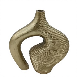 Vase à fleurs en métal fait main, designs personnalisables, vase en aluminium écologique, plantes artificielles, pot de fleurs, décoration intérieure pour hôtels - Product Image 1