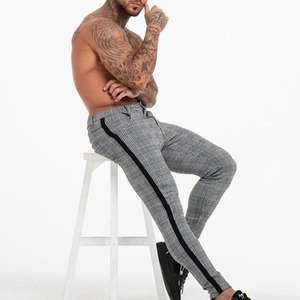 <span class=keywords><strong>Pantalones</strong></span> Casuales de Algodón <span class=keywords><strong>para</strong></span> <span class=keywords><strong>Hombre</strong></span>, Corte Ajustado, <span class=keywords><strong>Pantalones</strong></span> Chinos Ajustados, Color Gris, Largo hasta el Tobillo, Estilo Urbano, con Rayas Laterales - Product Image 3