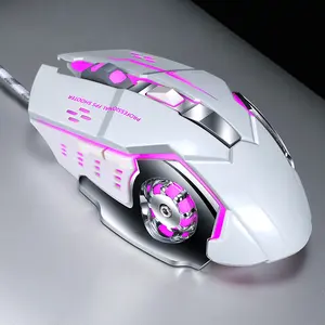 Custom Logo OEM Best Unique Cool PC Computer V6 6D Breathing Light Glowing Mechanical RGB Optical Wired Gaming Mouse Gamer