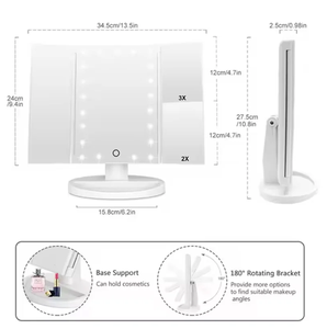 Le best-seller de Xiaohongshu 2025: nouveau miroir de maquillage de bureau à LED, simple face, pliable, avec grossissement - Product Image 6