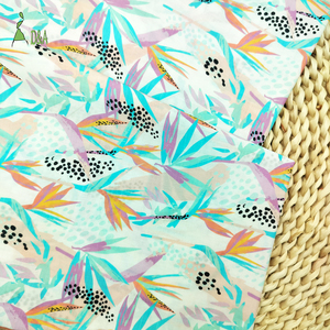 Tela de Algodón 100% Orgánica y Ecológica, Ligera, con Estampado de Hojas Tropicales, para Camisas de Verano para Niños y Niñas, MOQ Bajo - Product Image 3