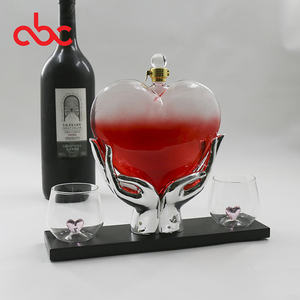 Hot thả tay làm trái tim độc đáo hình thủy tinh Whiskey <span class=keywords><strong>Wine</strong></span> decanter Bộ - Product Image 5