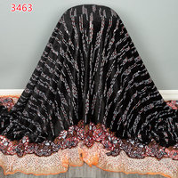 3463 nouveau Design africain velours dentelle tissu avec paillettes nigérian séquence tissus français velours dentelle pour robe de soirée