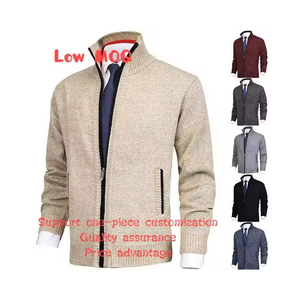 Cardigan da Uomo in Lana Stile Casual Personalizzato con Collo Alto alla Moda Giacca in Maglia Felpata Taglie Forti - Product Image 2