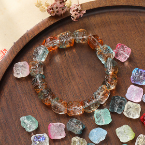 Cuentas de cristal coloridas con forma de león, forma irregular con agujeros rectos para hacer pulseras, cuentas dispersas de estilo chino - Product Image 3