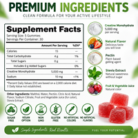 Gummies de créatine monohydrate en marque blanche 5000mg sans sucre, supplément nutritionnel sportif, fabricant OEM ODM