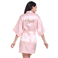 Bata de seda satinada para novia y dama de honor, albornoz corto de diseño para boda con purpurina dorada, venta al por mayor