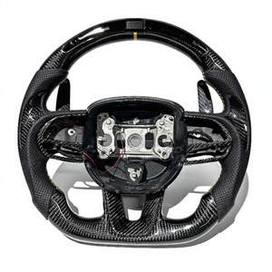 Volant en fibre de carbone forgé à fond plat, compatible avec <span class=keywords><strong>Dodge</strong></span> Challenger, Charger RT, <span class=keywords><strong>Durango</strong></span>, <span class=keywords><strong>SRT</strong></span> Hellcat, Jeep Cherokee - Product Image 1