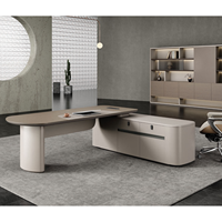 Bureau de direction moderne de luxe en forme de L avec chargeur sans fil et serrure à code mécanique, table de bureau exécutive écologique E0