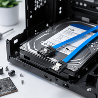 Kabel Data Pita Datar 7Pin Double Straight Head SATA 3.0 6Gbps dengan Konektor Berlapis Emas dan Klip Pengunci untuk SSD HDD DVD