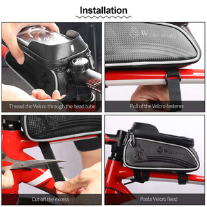Sac de cadre avant pour vélo de route WEST BIKING, étanche, avec écran tactile sensible pour téléphone de 6 pouces, sac de tube supérieur pour vélo avec trou pour écouteurs - Product Image 6