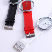 Relojes de Cuarzo NYY Simples y Elegantes, Diseño Hueco Transparente, Correa de Cuero Unisex, Esfera Grande, Relojes para Parejas con Logotipo Personalizado